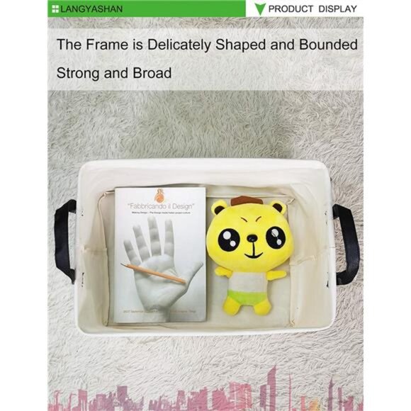 Rectangular Storage Bin Collapse Canvas Fabric Cartoon Storage Basket - Picture 5 of 8